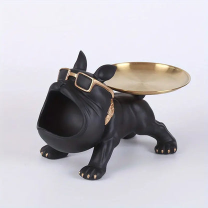 Chic Resin French Bulldog Storage Tray - Nordic Fashion Animal Sculpture Black