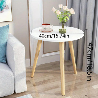 Round End Table with Solid Wood Legs