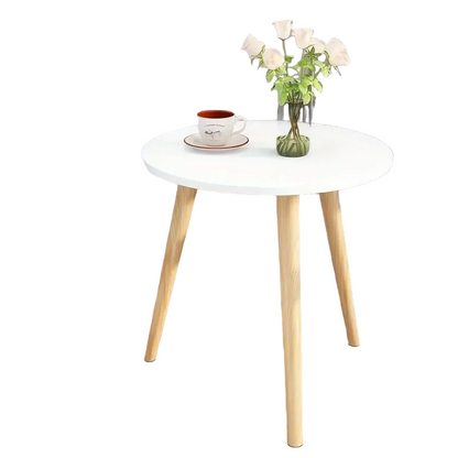 Round End Table with Solid Wood Legs