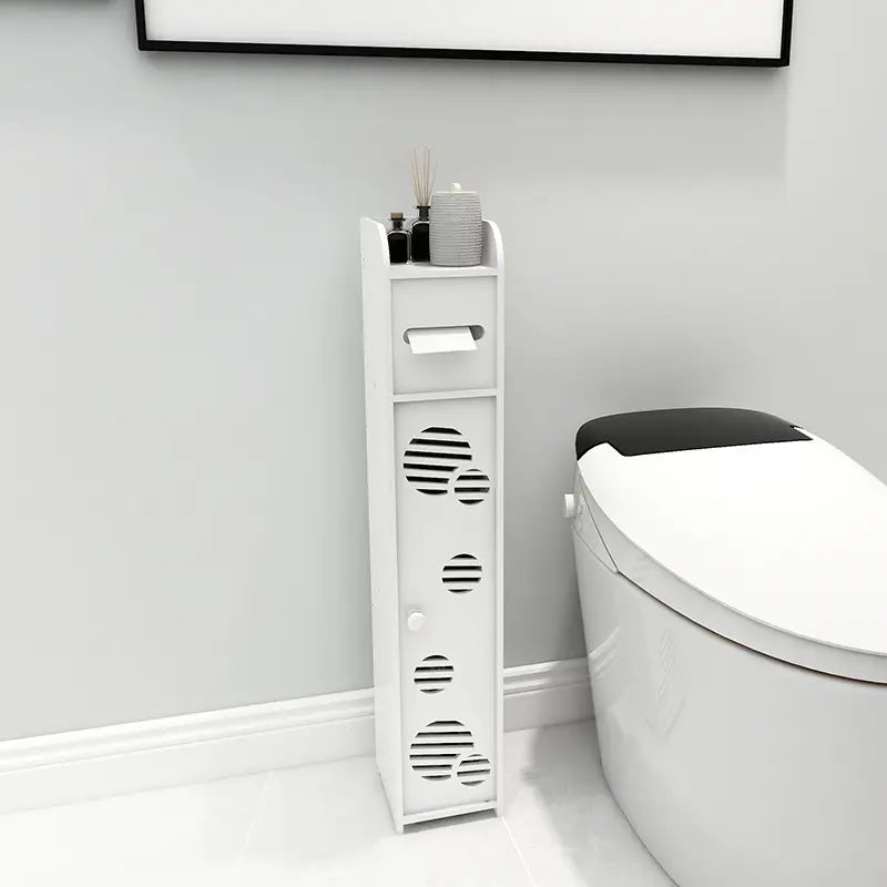 Slim PVC Waterproof Storage Cabinet - Freestanding Organizer in White