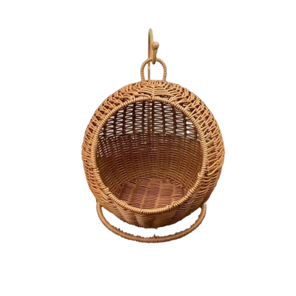 Imitation Rattan Cat Cage - Hanging Cat Nest with Semi-Enclosed Design