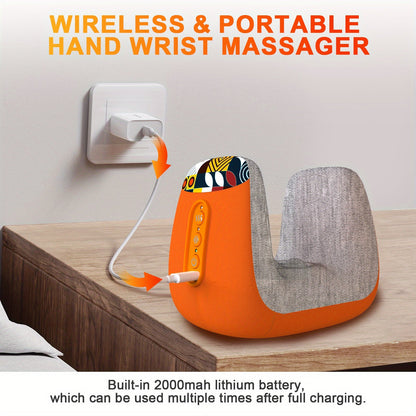 Electric Hand Massager with Acupoint Heated Air Compression(Orange)