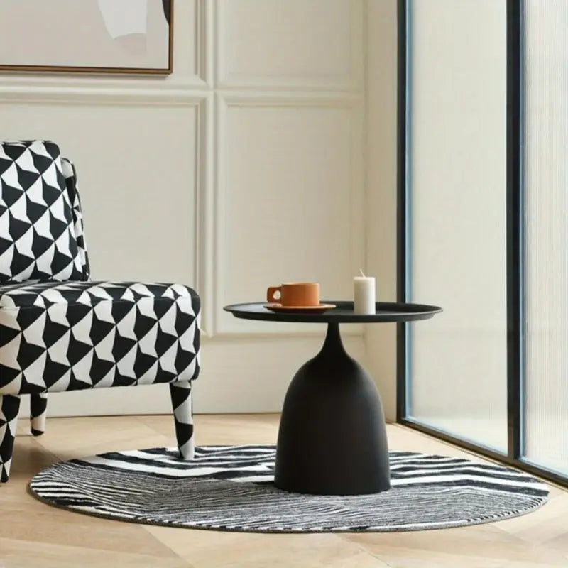 Contemporary Black Wrought Iron Side Table