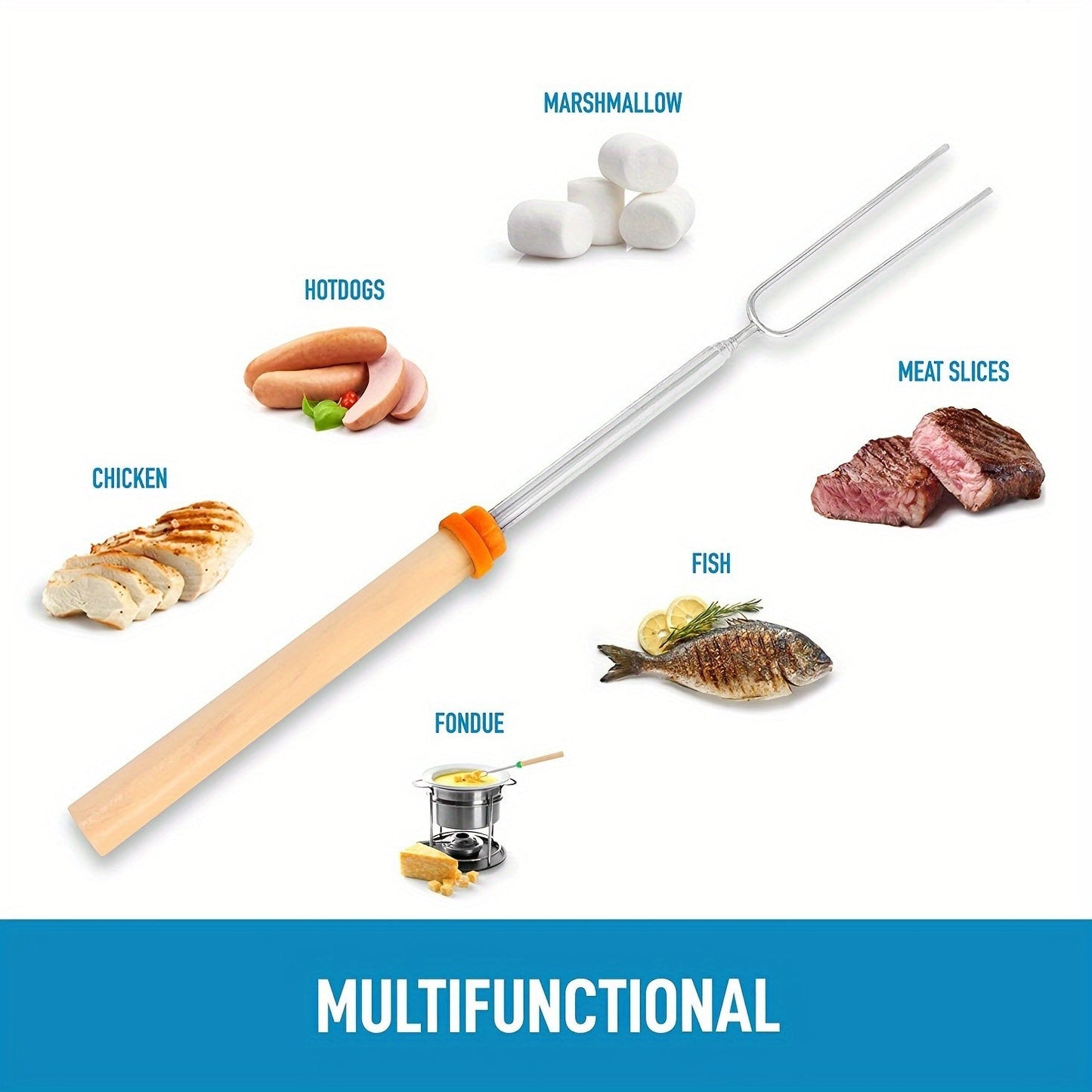 8pcs Extendable Stainless Steel Marshmallow Roasting Sticks