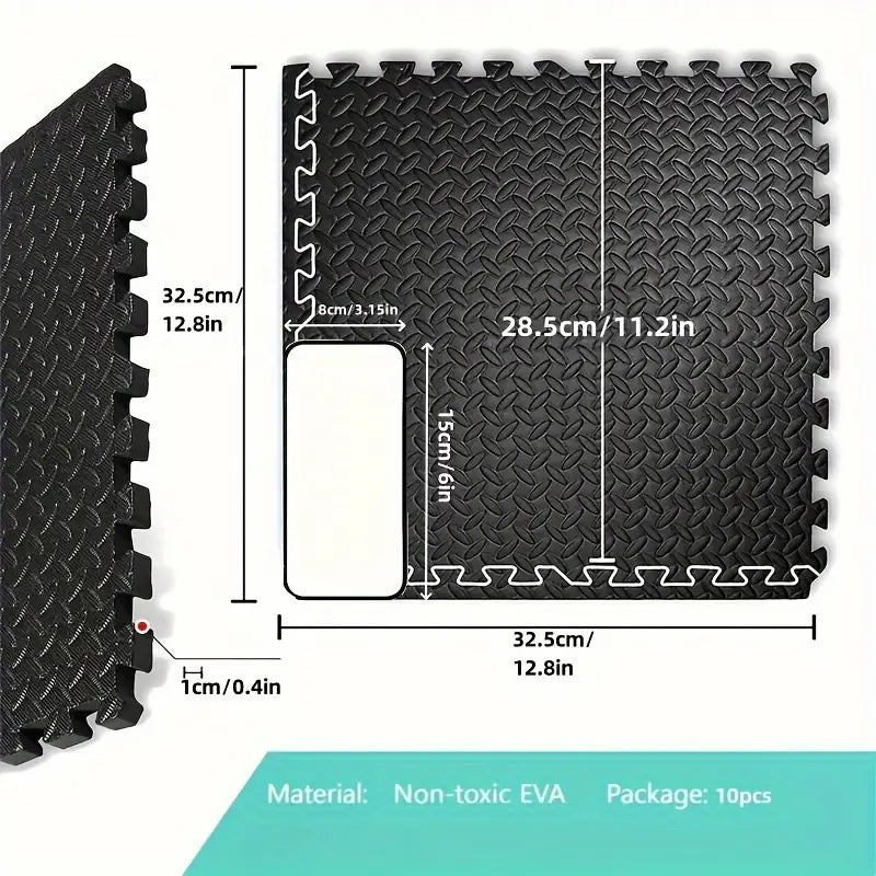 10pcs EVA Splicing Fitness Mats - Soft, Solid Color, Non-Slip, Waterproof