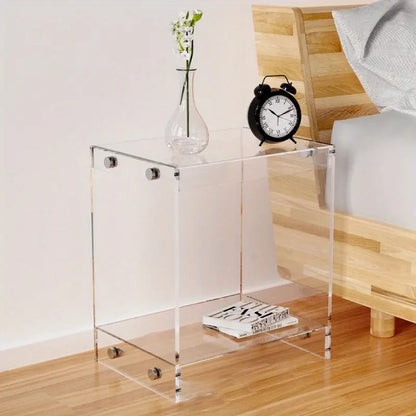 Transparent Acrylic Side Table - Storage Shelf