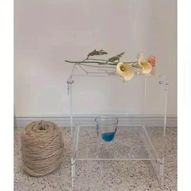 Transparent Acrylic Side Table - Storage Shelf