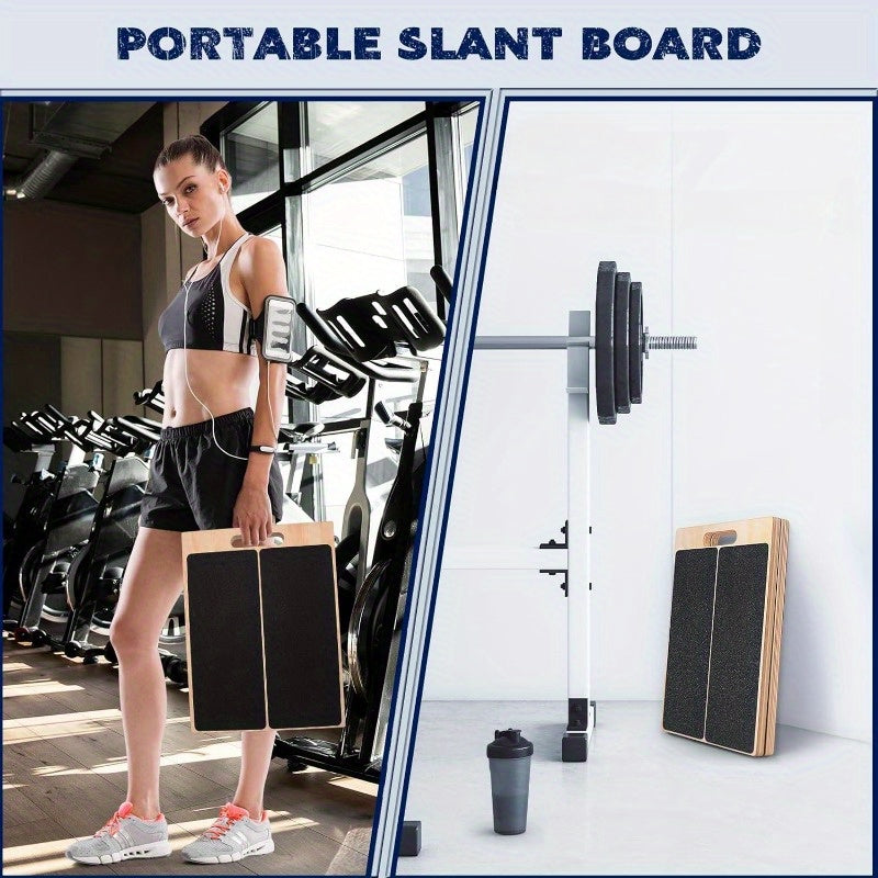 Adjustable Fitness Wooden Slant Board for Calf Stretching & Squats(Brown)