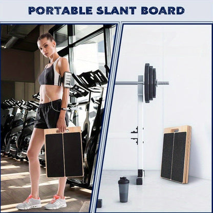 Adjustable Fitness Wooden Slant Board for Calf Stretching & Squats(Brown)