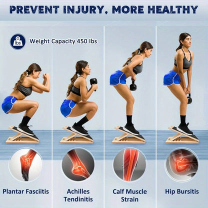 Adjustable Fitness Wooden Slant Board for Calf Stretching & Squats(Brown)