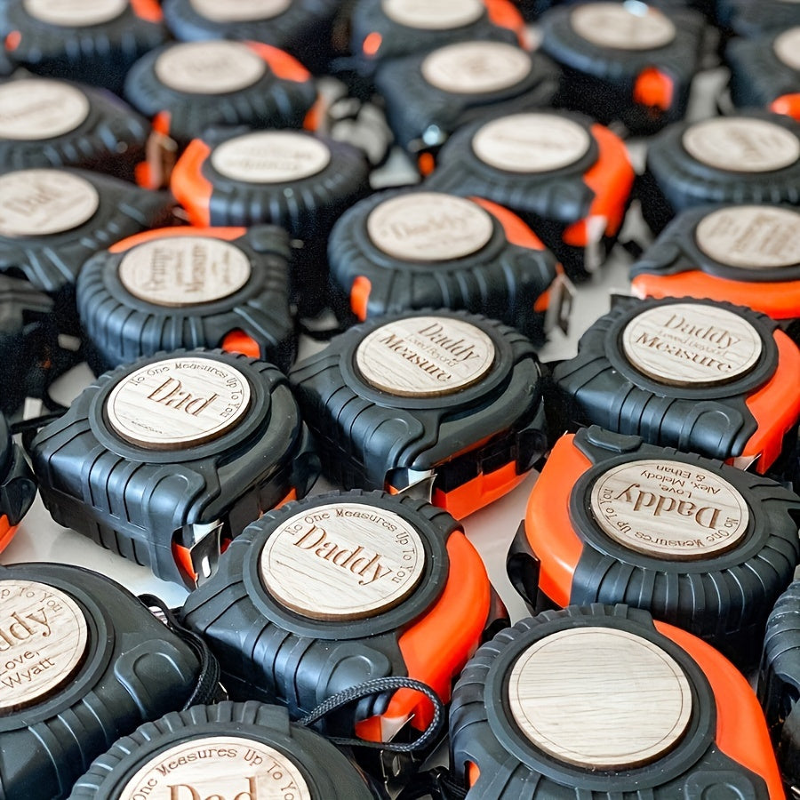 Unique 'No One Measures Up' Wooden Tape Measure – Orange Metal Lock