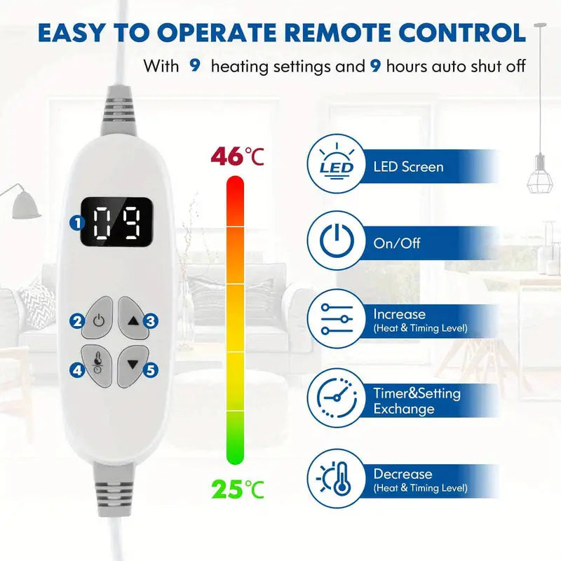 Heated Electric Throw Blanket - Double-Sided Flannel