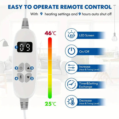 Heated Electric Throw Blanket - Double-Sided Flannel