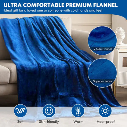 Heated Electric Throw Blanket - Double-Sided Flannel