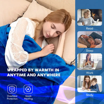 Heated Electric Throw Blanket - Double-Sided Flannel