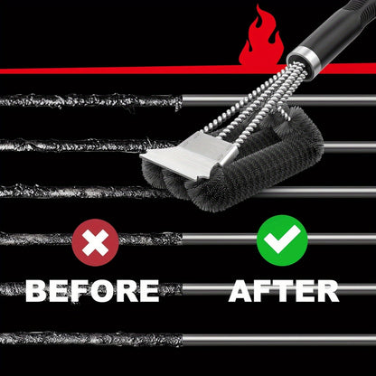 BBQ Grill Brush with Scraper with 3-Head