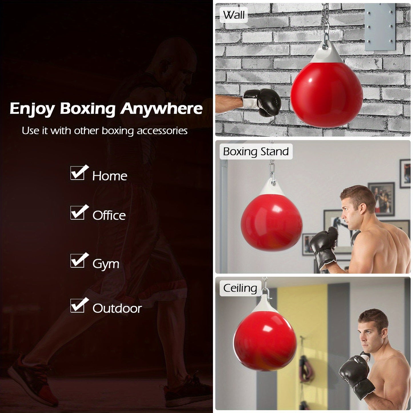 50kg Heavy-Duty Water Punching Bag(Red)