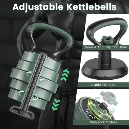 3-in-1 Adjustable Dumbbells, Kettlebell, and Barbell Weight Set – Gray