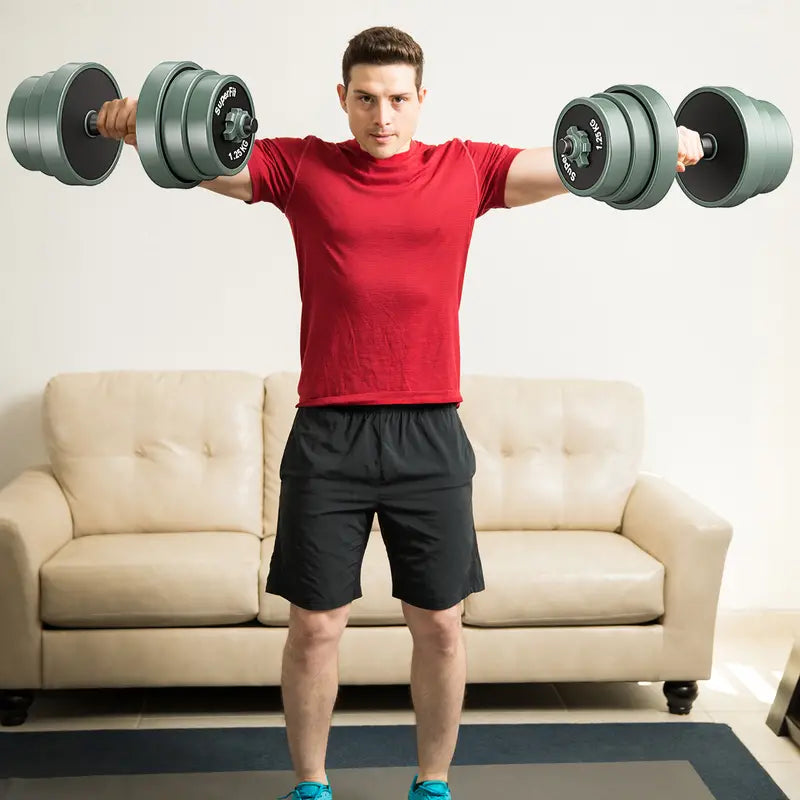 3-in-1 Adjustable Dumbbells, Kettlebell, and Barbell Weight Set – Gray