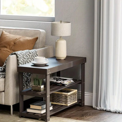 Vintage 3-Tier Bamboo Shoe Rack - Dark Brown