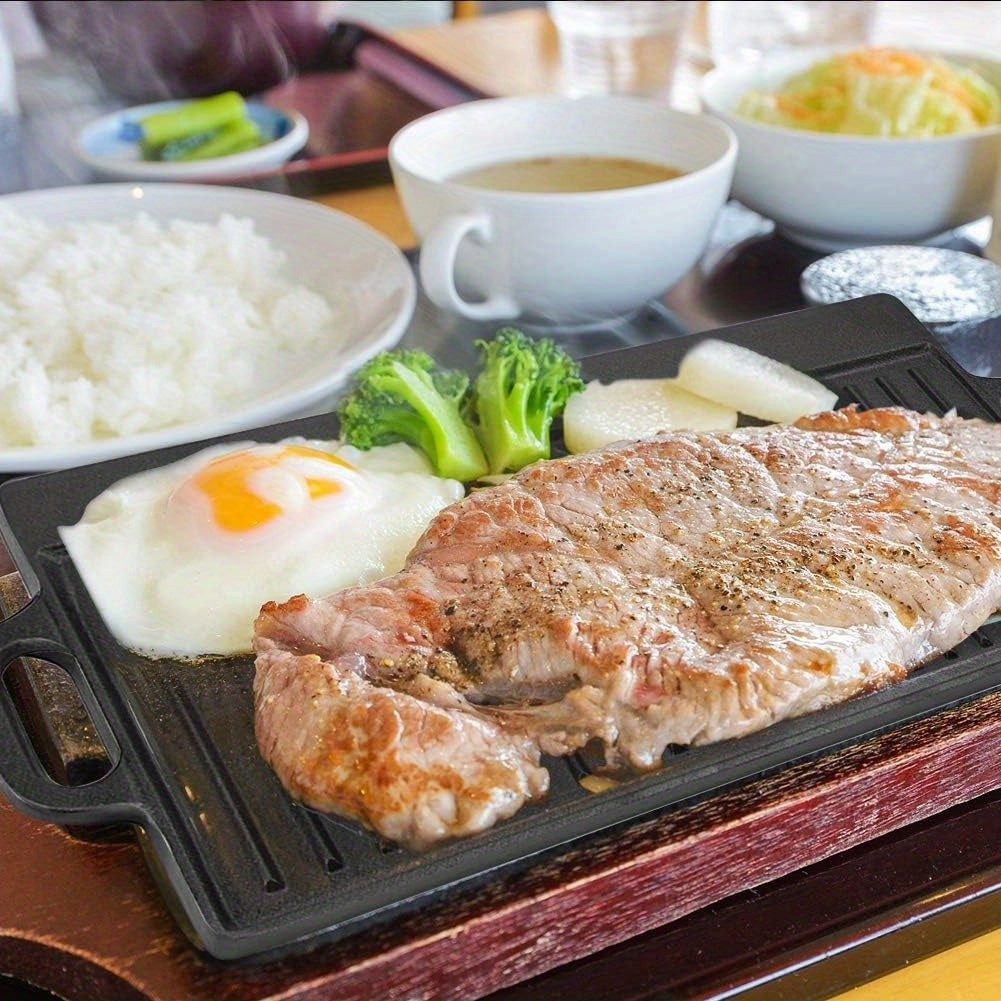 Non-Stick Cast Iron Griddle Pan, Double-Sided Grill