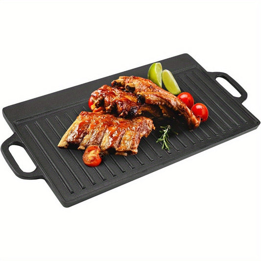 Non-Stick Cast Iron Griddle Pan, Double-Sided Grill
