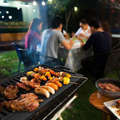 Non-Stick Cast Iron Griddle Pan, Double-Sided Grill