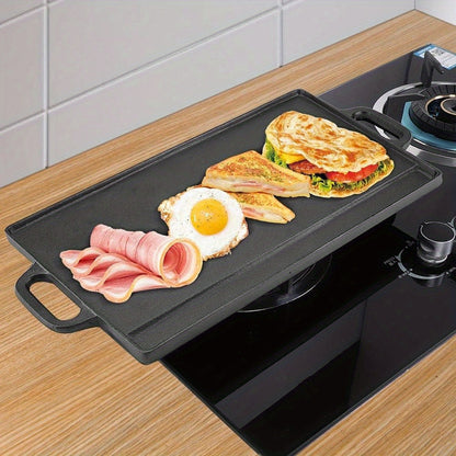Non-Stick Cast Iron Griddle Pan, Double-Sided Grill