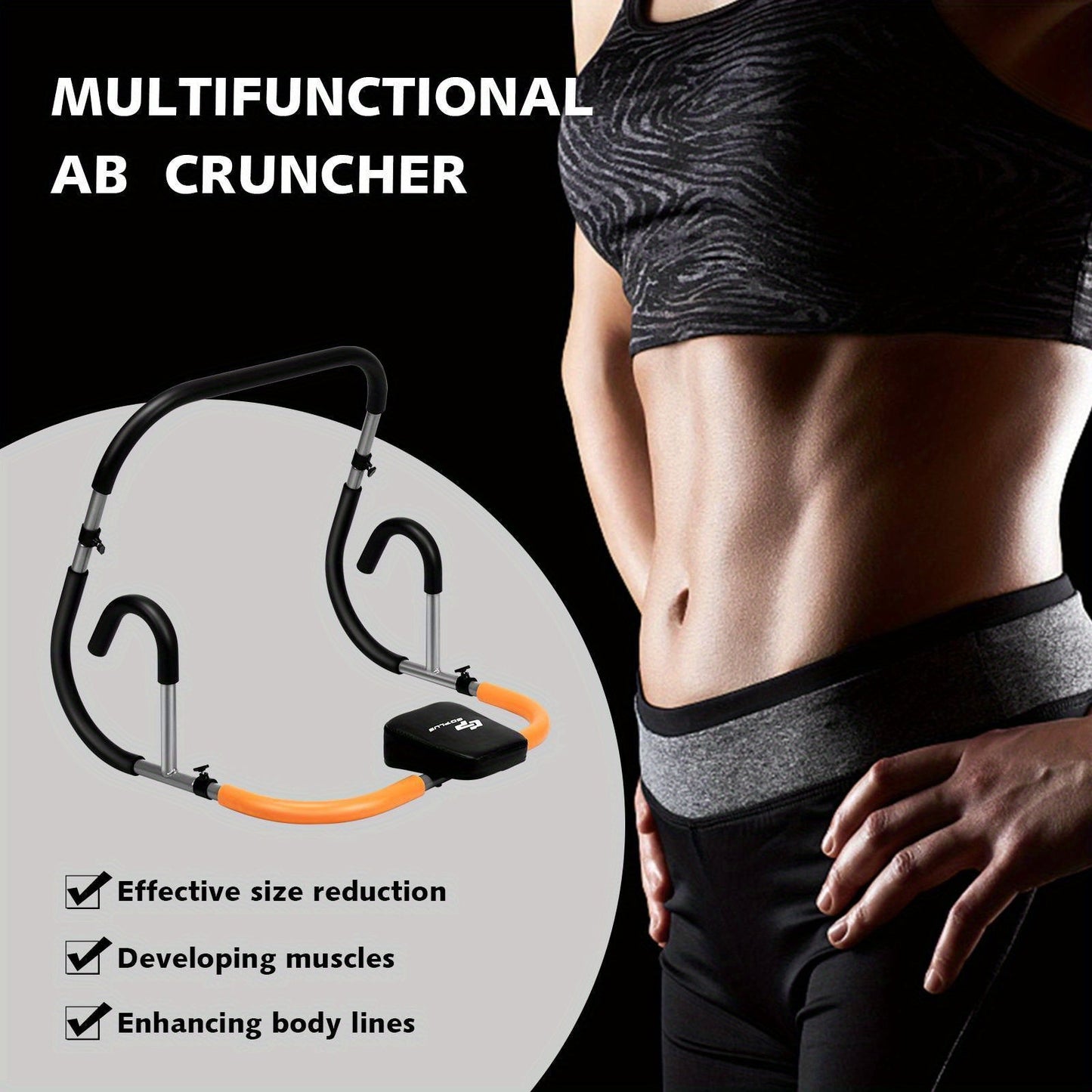 Portable Ab Cruncher Machine - Core Strength Workout Equipment(Black)