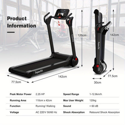 Folding Electric Treadmill 2.25HP - Black