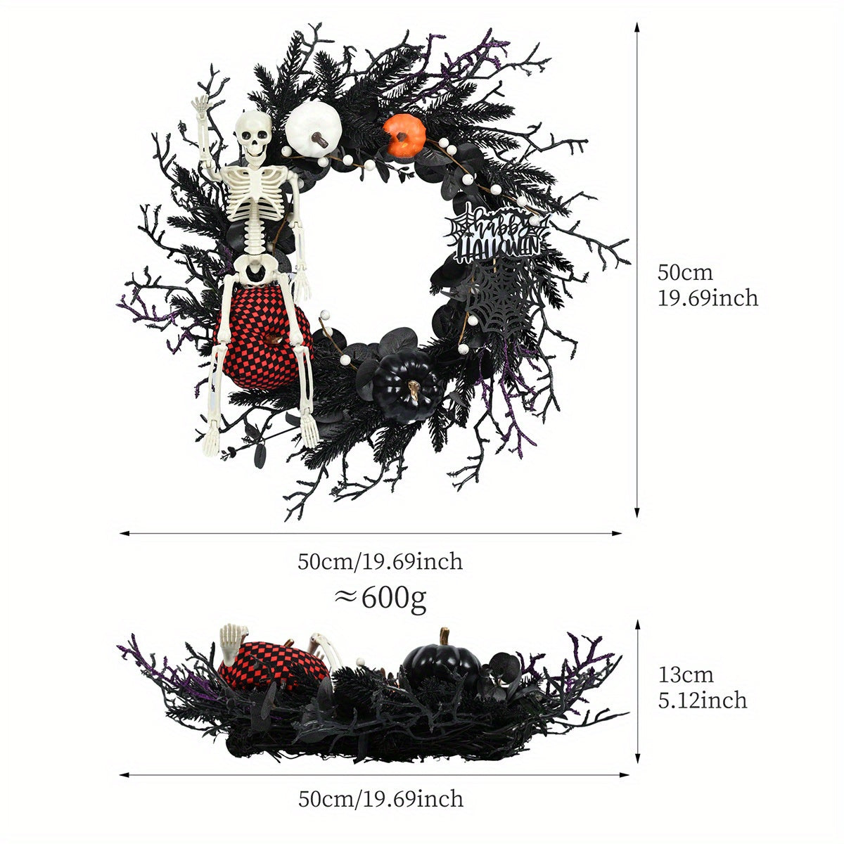 Halloween Skeleton Garland Wreath Wall Hanging