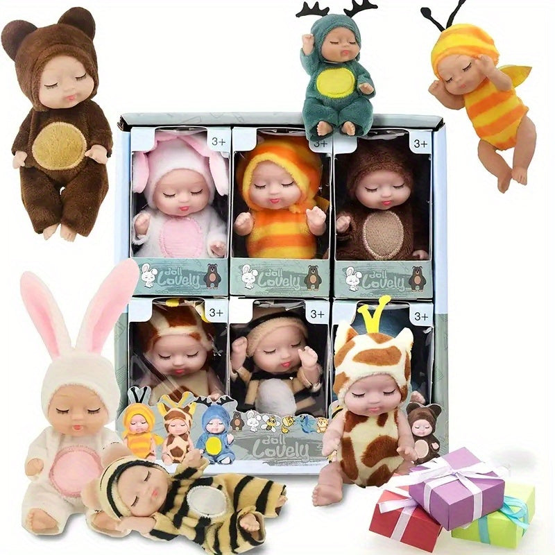 6-Piece Mini Children’s Dolls Set with Animal Costumes
