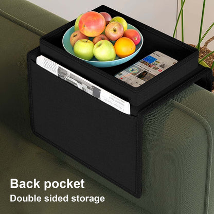 Sofa Armrest Organizer with Tray & Storage Pockets