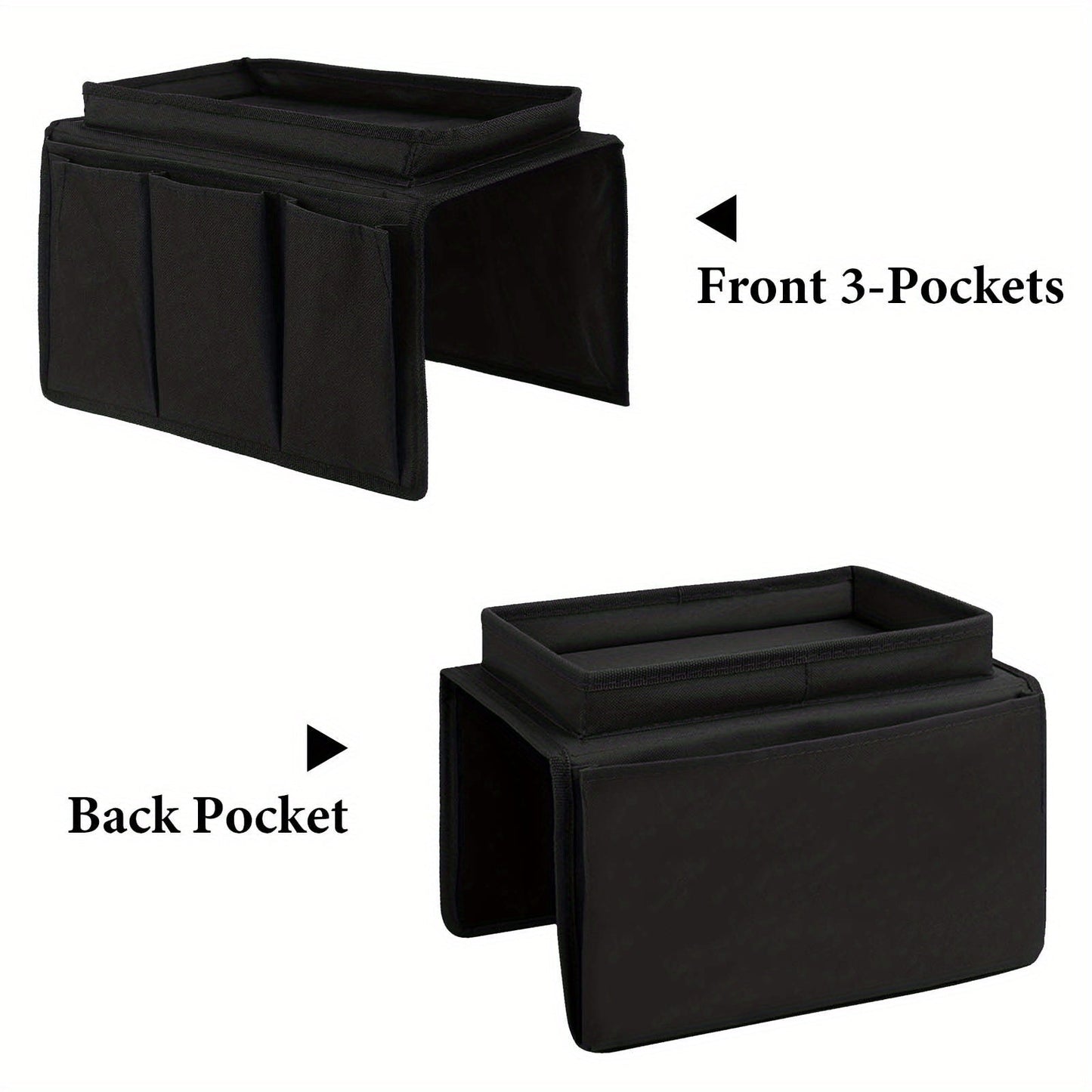 Sofa Armrest Organizer with Tray & Storage Pockets