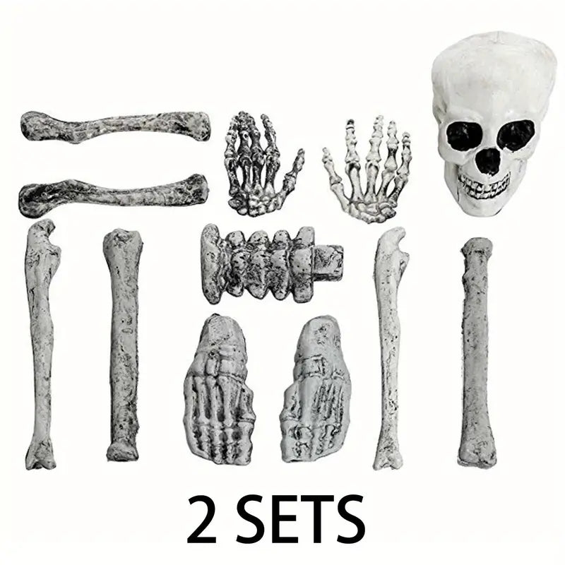 2 Sets Skeleton Body Part Props – 12-Piece Plastic Scatter Bones