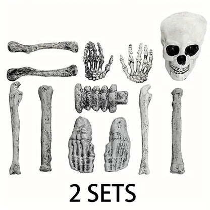 2 Sets Skeleton Body Part Props – 12-Piece Plastic Scatter Bones