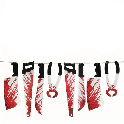 8 Blood Knife Pull Flags W/ Hanging Ornaments - 2 Sets