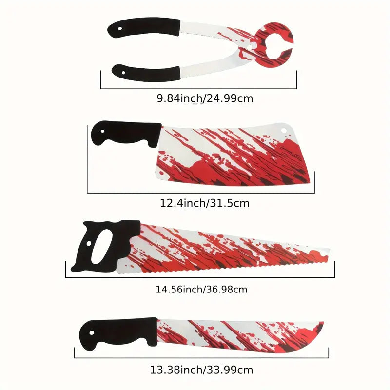 8 Blood Knife Pull Flags W/ Hanging Ornaments - 2 Sets