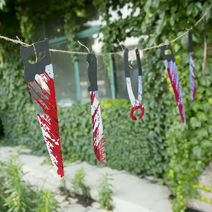8 Blood Knife Pull Flags W/ Hanging Ornaments - 2 Sets