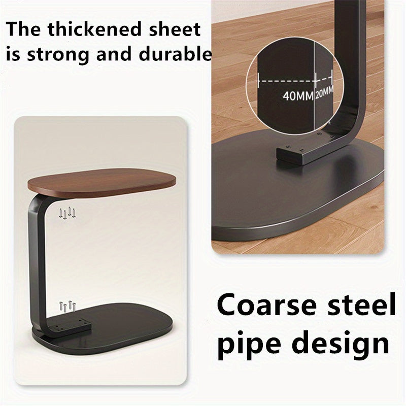 C-Shaped Side Table with Metal Frame