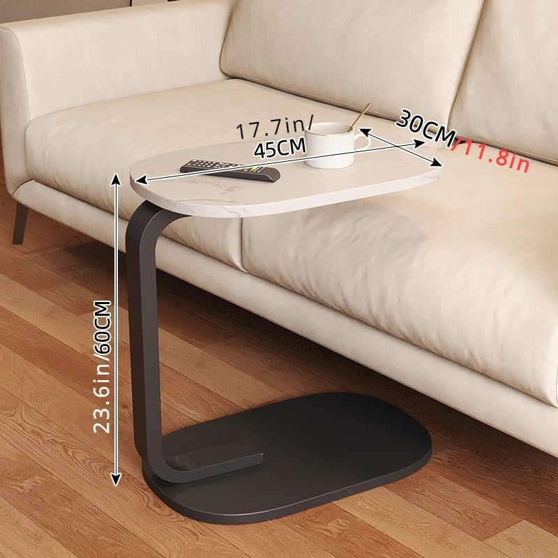 C-Shaped Side Table with Metal Frame