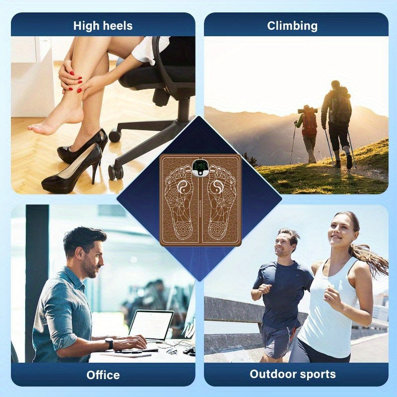 Rechargeable EMS Foot Massager with Intelligent Chip & Remote Control(Brown)