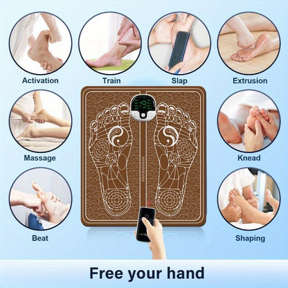 Rechargeable EMS Foot Massager with Intelligent Chip & Remote Control(Brown)