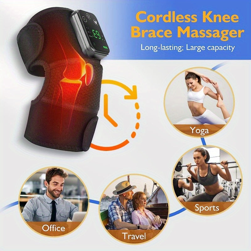 Cordless Heating Knee Pad with Massage Function - Black