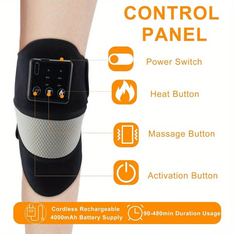 Electric Heating Knee Pad – Cordless Joint Hot Compress Massager(Black)