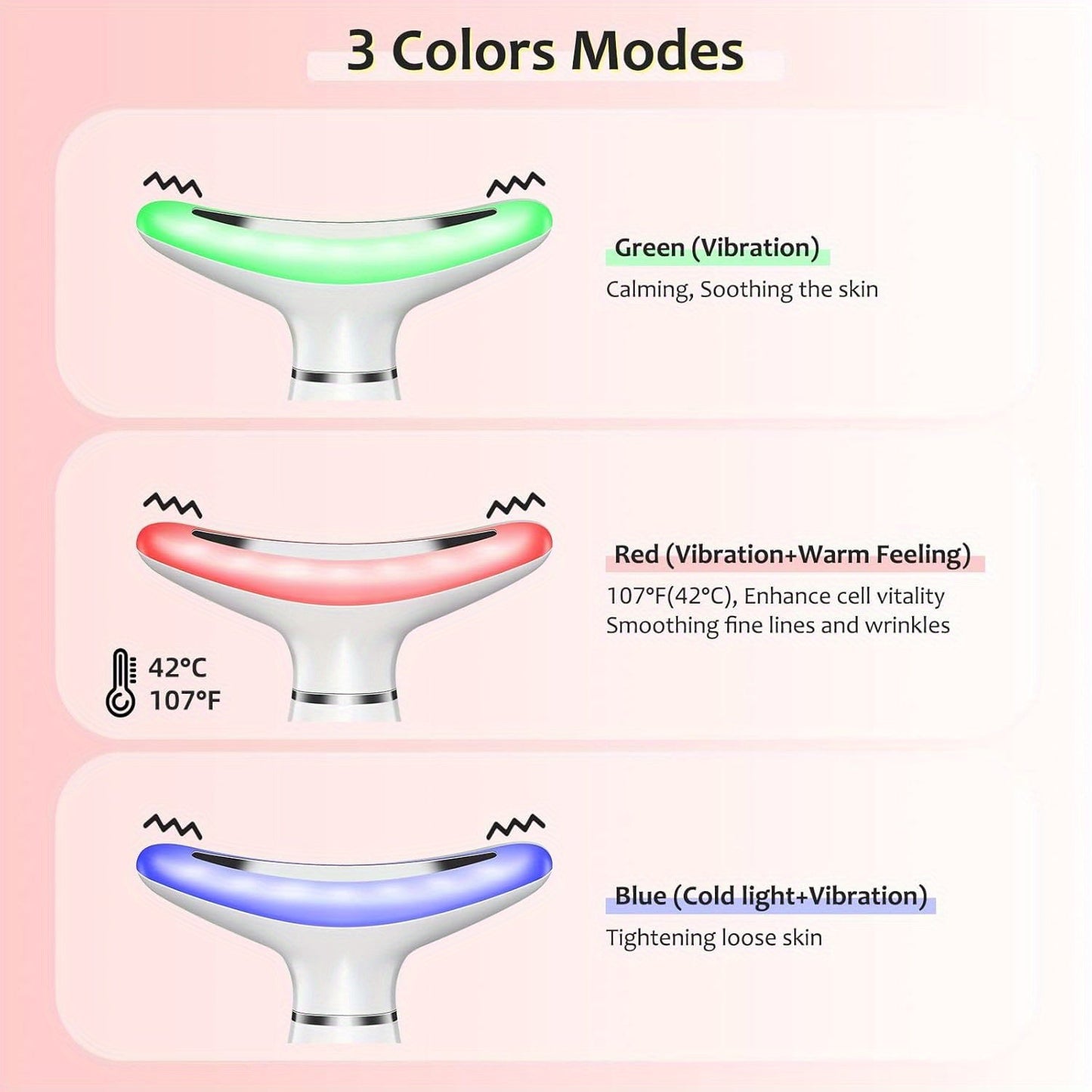 USB Rechargeable Facial & Neck Massager with 3 Massage Modes(White)