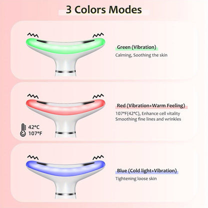 USB Rechargeable Facial & Neck Massager with 3 Massage Modes(White)