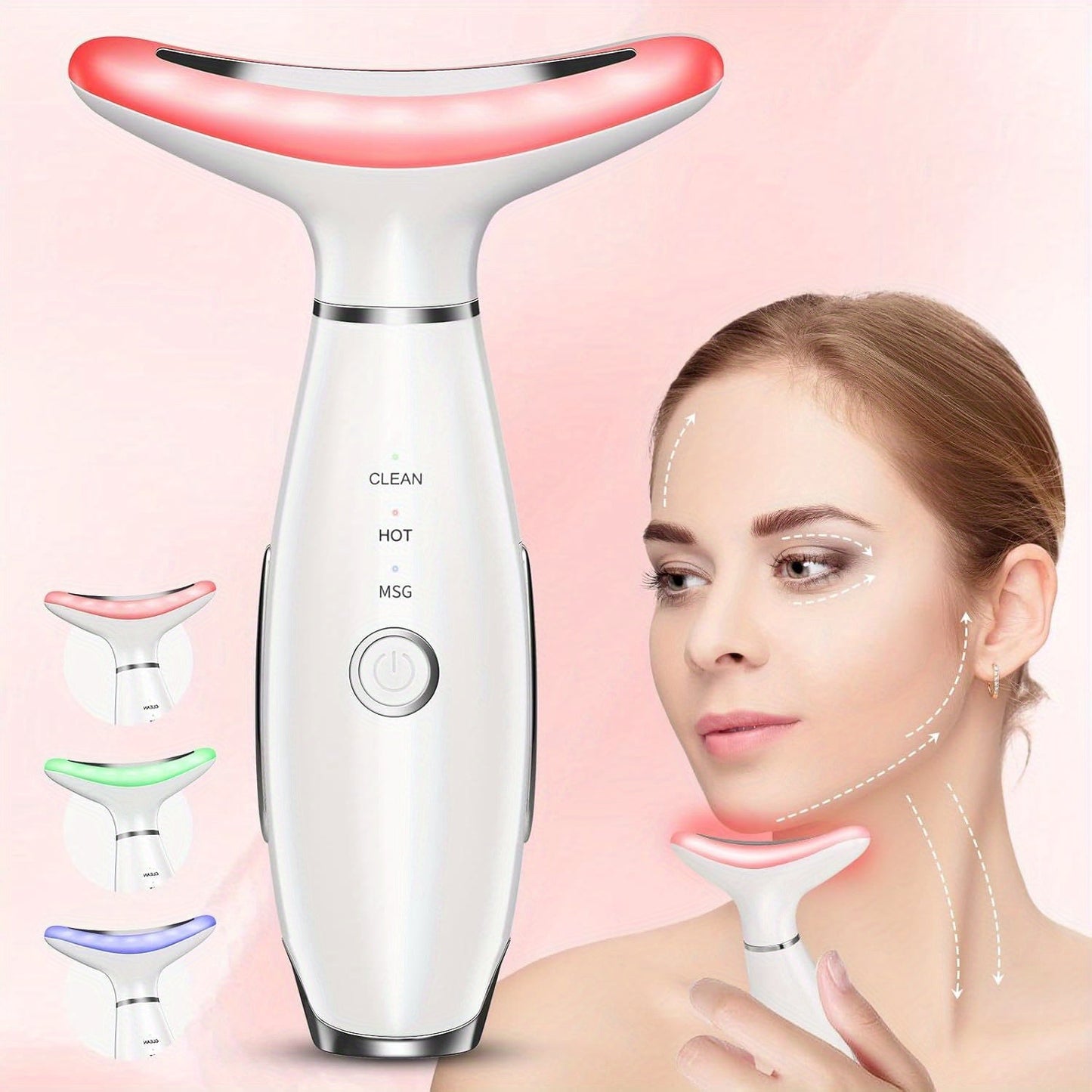 USB Rechargeable Facial & Neck Massager with 3 Massage Modes(White)