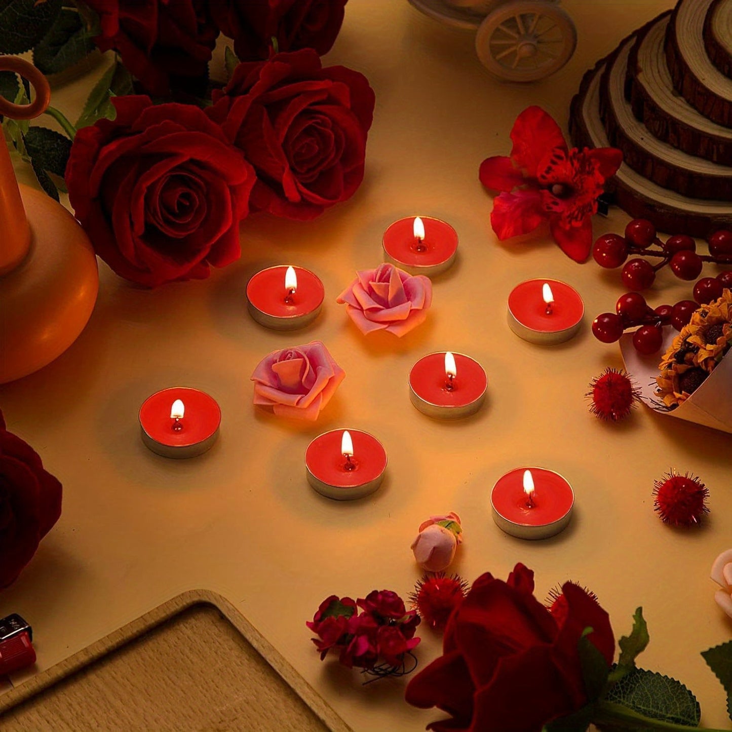 24pcs Red Tea Light Candles