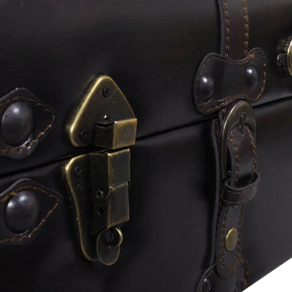 Dark Brown Storage Bench with Tufted Faux Leather Upholstery